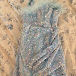 Size 7 blue dress formal dress with sequins